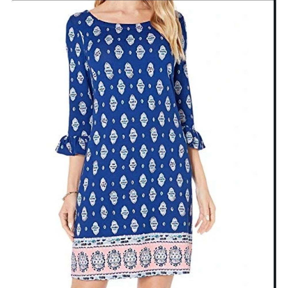 Lilly Pulitzer Sophie Ruffle Dress Lapis Lazuli Glow Up XXS Stretch $148.00